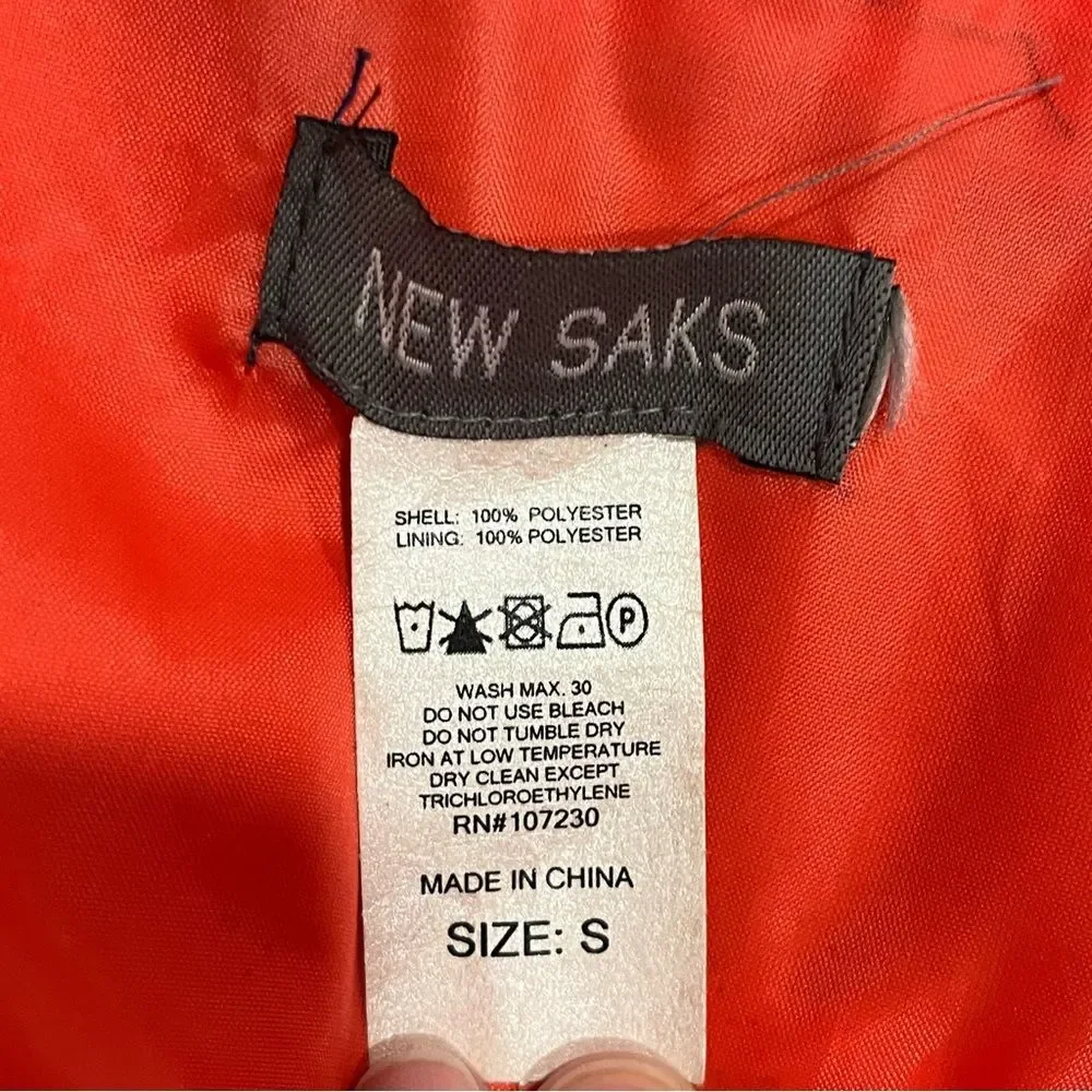 New Saks Coral Pink Anorak Water Resistant Windbreaker Jacket Size Small
